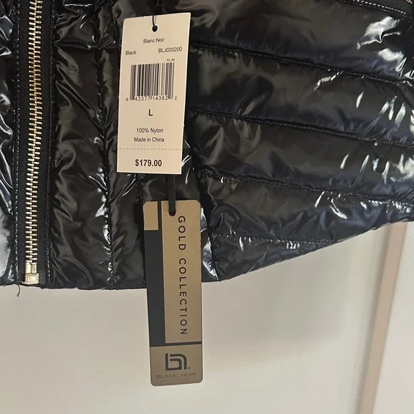 Blanc Noir Motion Panel Shiny Black Puffer Jacket - Large, New with tags - Picture 6 of 6